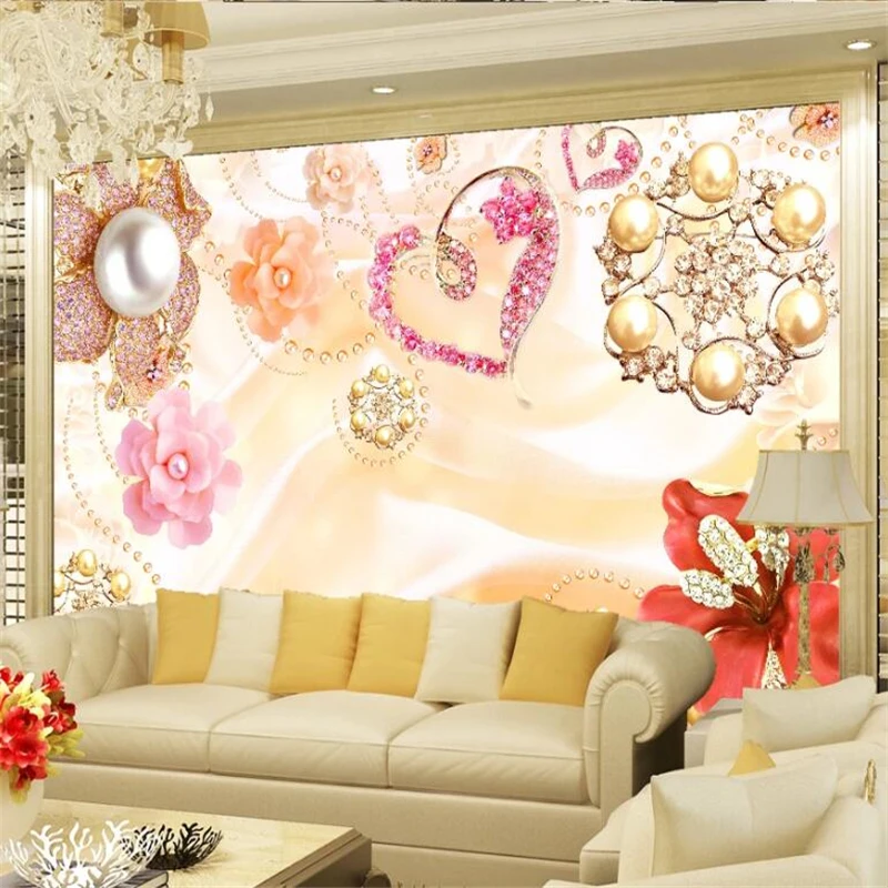 

Custom wallpaper 3d photo murals romantic flower jewelry background wall painting 5d wall papers home decor mural 8d wallpaper