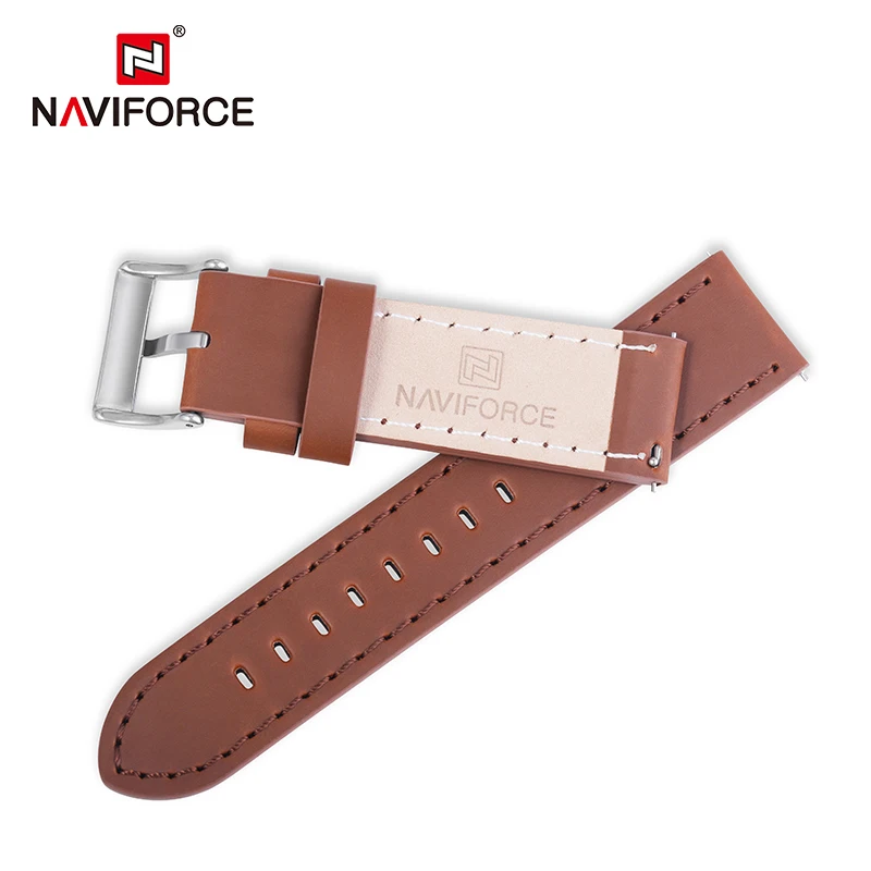 NAVIFORCE Genuine Leather Watchbands Replace Men 23mm High Quality Watch Wrist Strap Accessories Black Light Brown Belt Bracelet