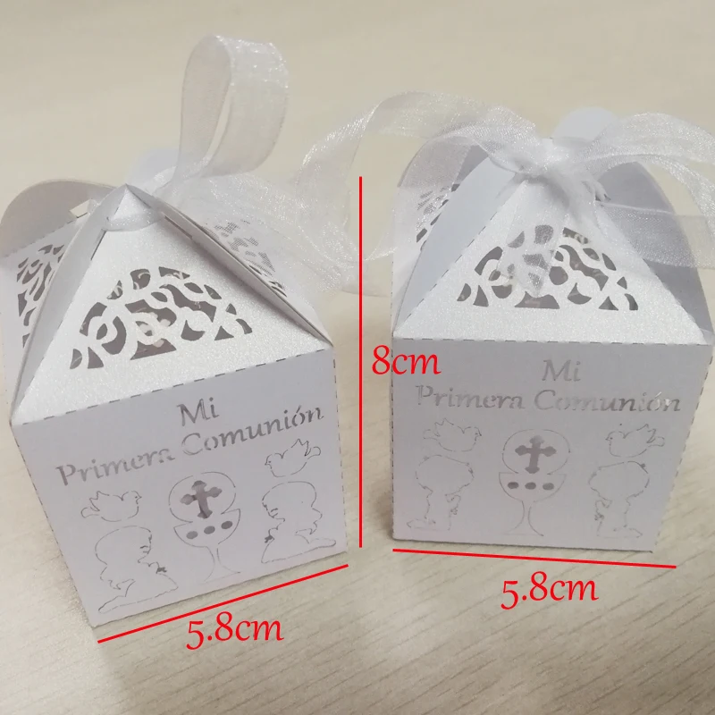 50 Pieces Personalized First Holy Communion Candy Box Custom Name Date Mi Primera Comunión Candy Box For Kids Communion Party