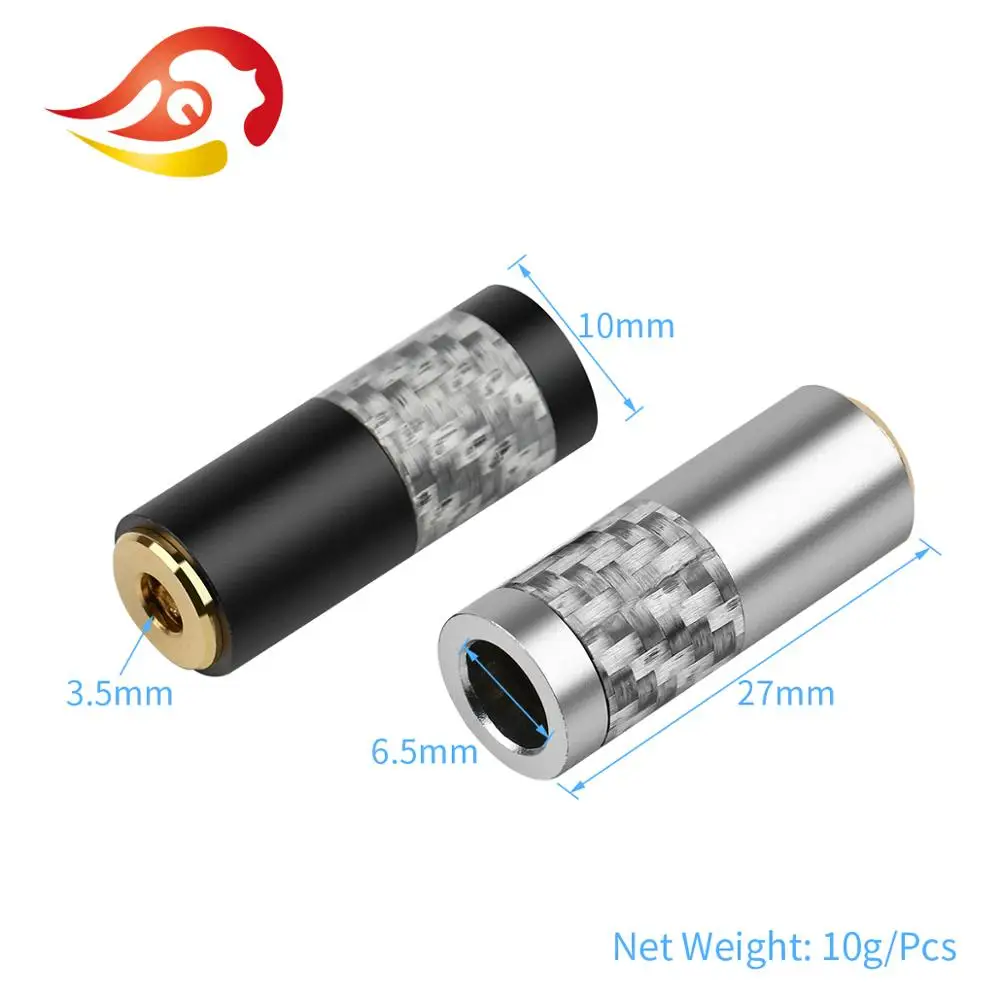 QYFANG 3.5mm Gold Plated Earphone Female Audio Jack 3 Contact Metal Adapter Carbon Fiber Shell Wire Connector For HiFi Headphone