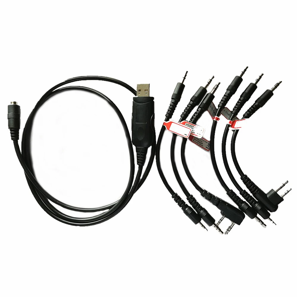 6 in 1 USB Programming Cord Cable For Motorola CP040 CP125 CP140 CP150 CP160 CP180 CP185 CP200 CP340 CP360 Radios Walkie Talkie