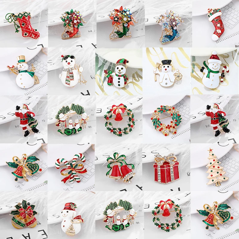 BAOPON Luxury Exquisite Christmas Brooch Pin Snowman Santa Claus Boot Garland Fashion Jewelry Gift Christmas Decoration Brooches