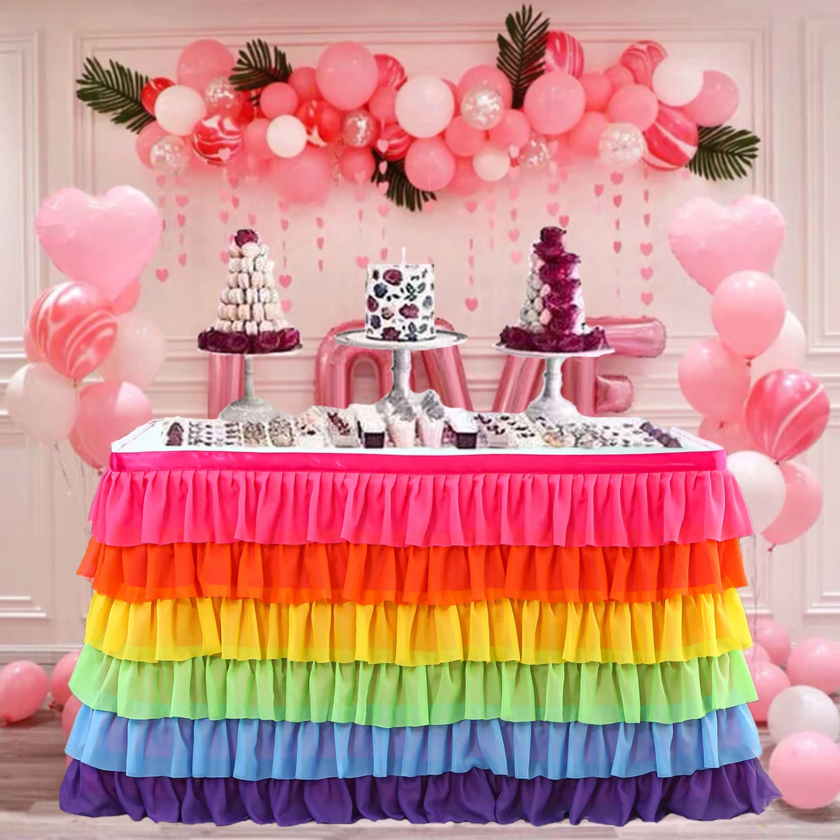 6 Layer Tulle Table Skirt Tutu Table Skirts Tableware Baby Shower Birthday Party Decorations Banquet Wedding Home Party Supplies