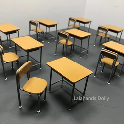 Dollhouse Mini Classroom Desk and Chair Set Model for Doll House Furniture Decoration Accessories