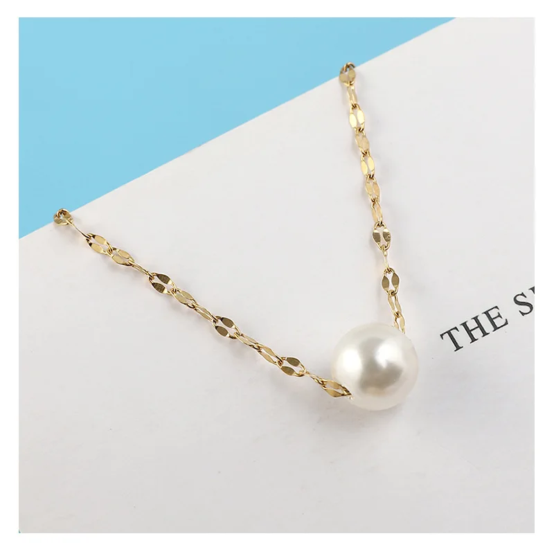 

NYMPH Genuine 18K Gold Pendant Necklace 11-12mm Natural Freshwater Pearl Pure AU750 Wedding Fine Jewelry for Women D503
