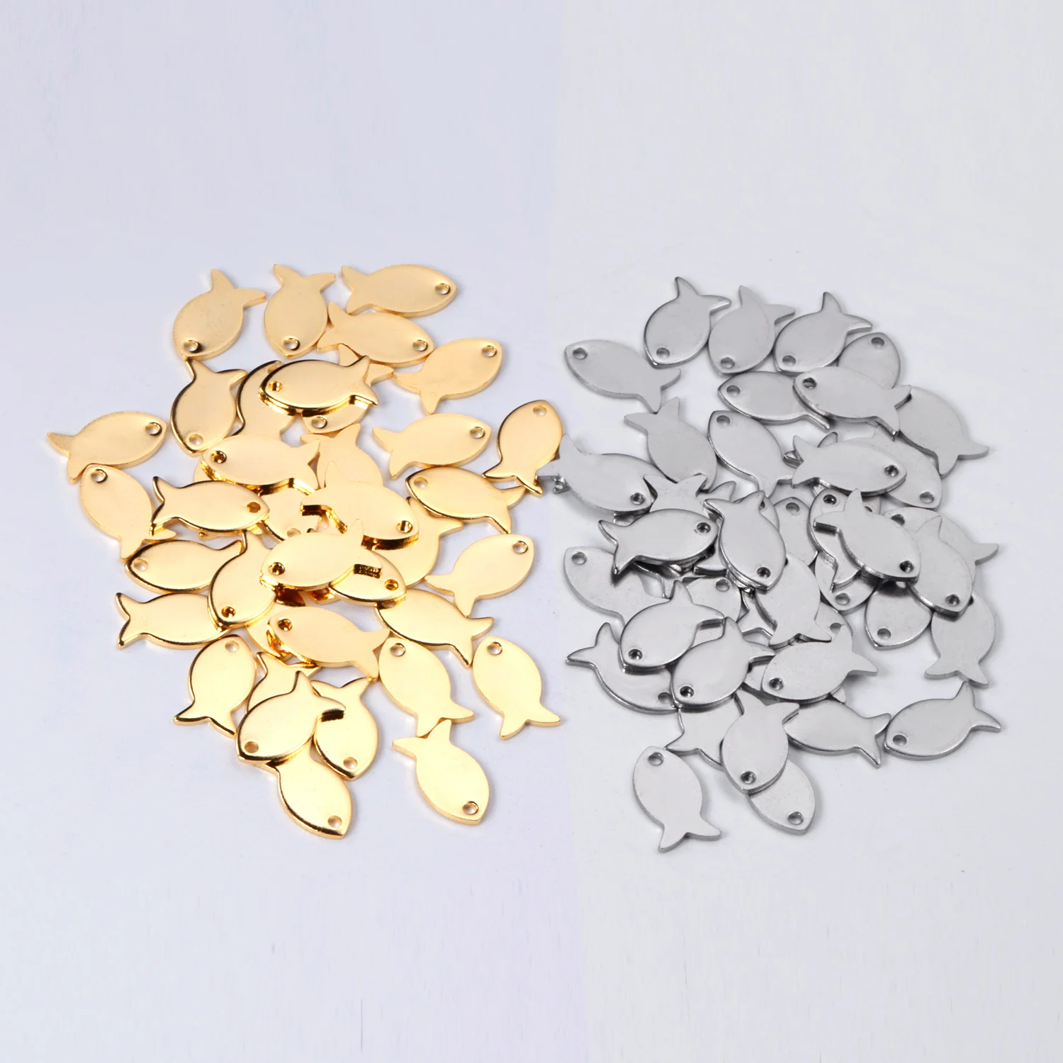 ASON 100pcs/lot Ladies Pendant Fish Shape Pendant Wholesale Stainless Steel For Necklace Bracelet Jewelry Making Supplies