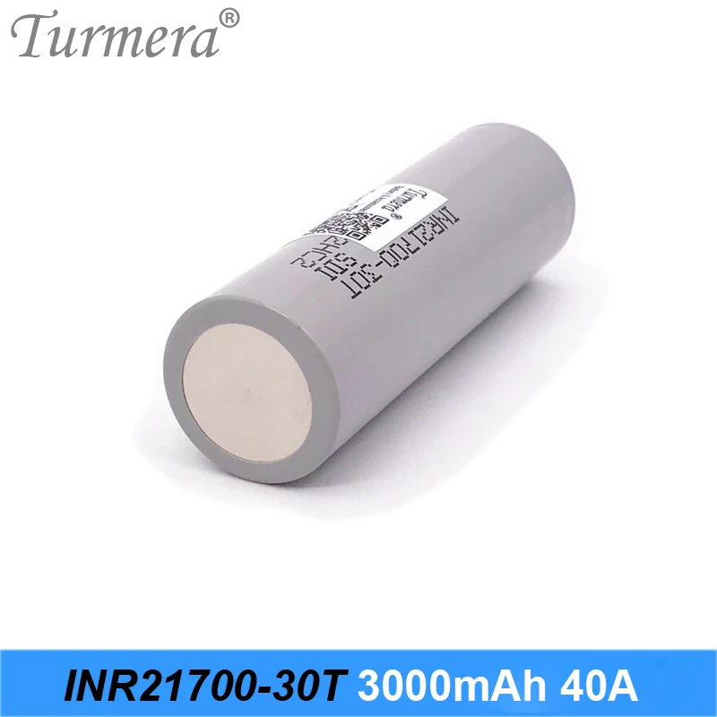 Battery 21700 3000mah 40A INR21700-30T Rechargeable Lithium Battery for E-cigarette Vape and Screwdriver Vacuum Cleaner Turmera