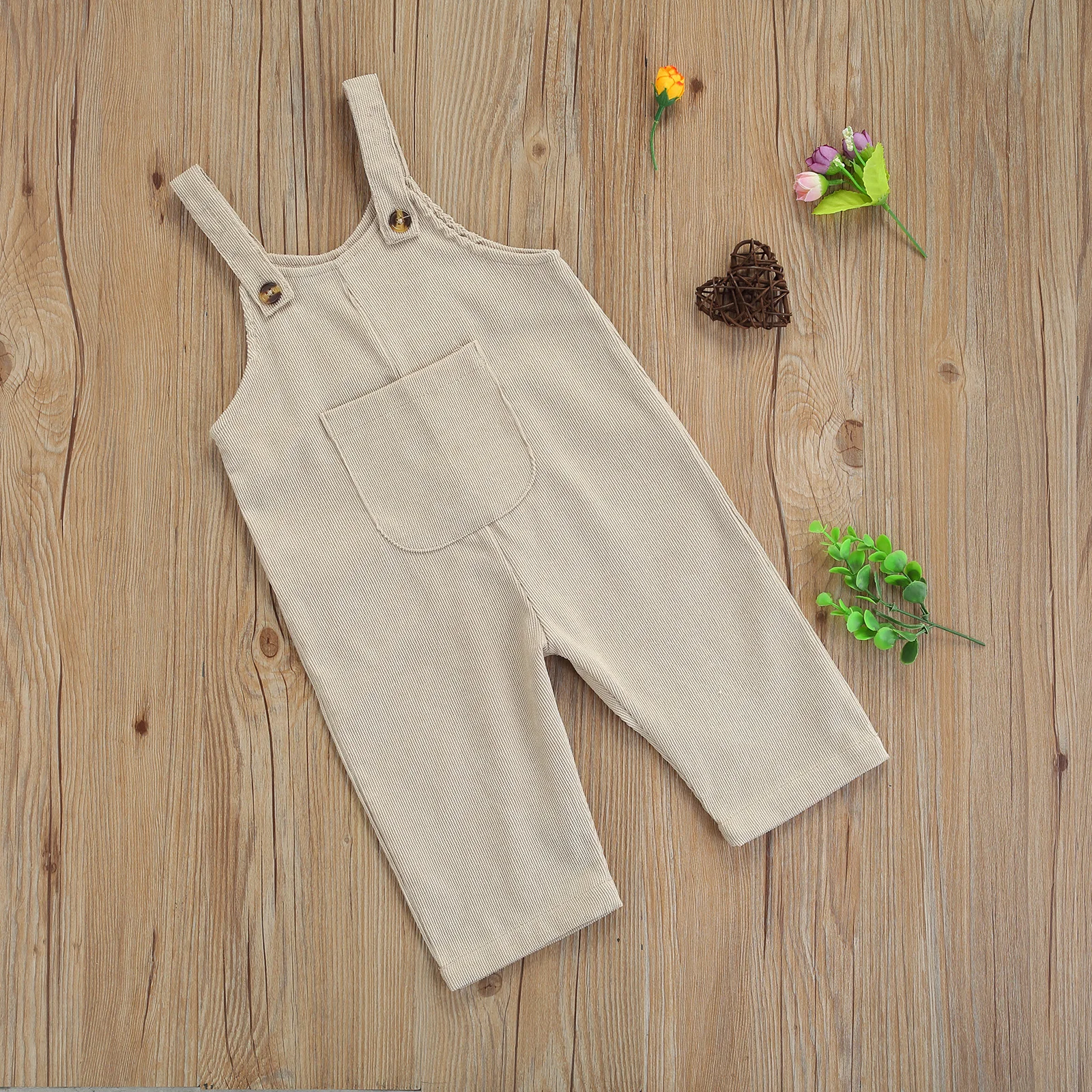 Infant Baby Boy Girl Clothes Solid Corduroy Romper Jumpsuit Cute Summer Sleeveless Straps Pocket Long Pants Overalls