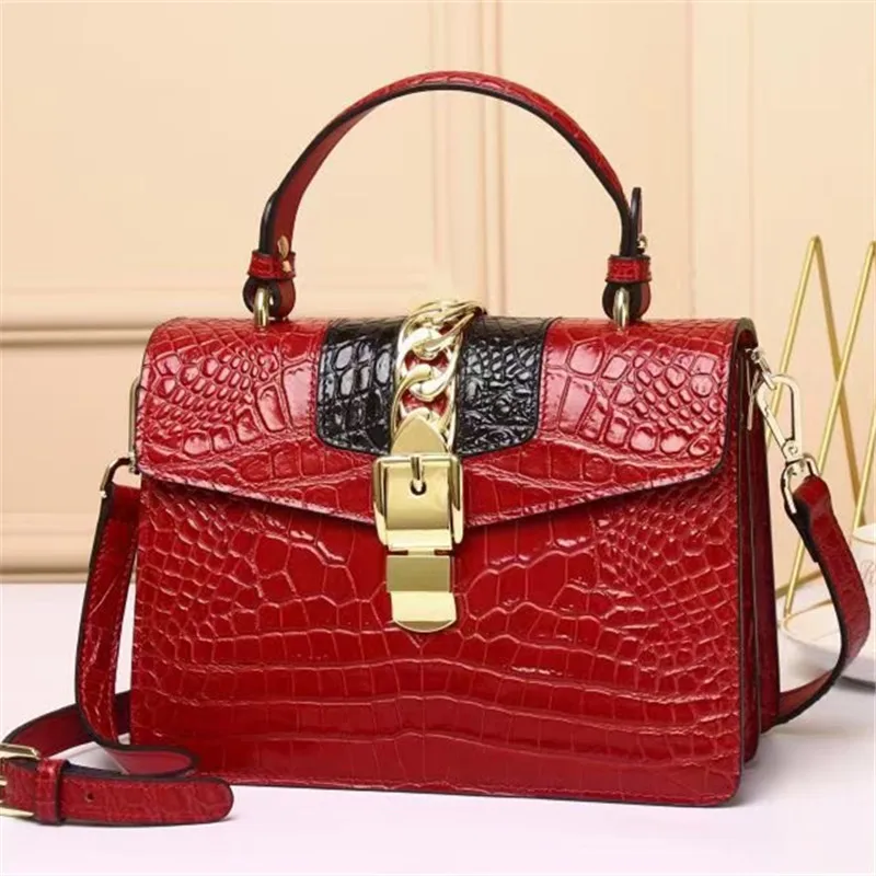 New style leather handbag alligator belly single shoulder bag fashion small square bag air bag messenger bag