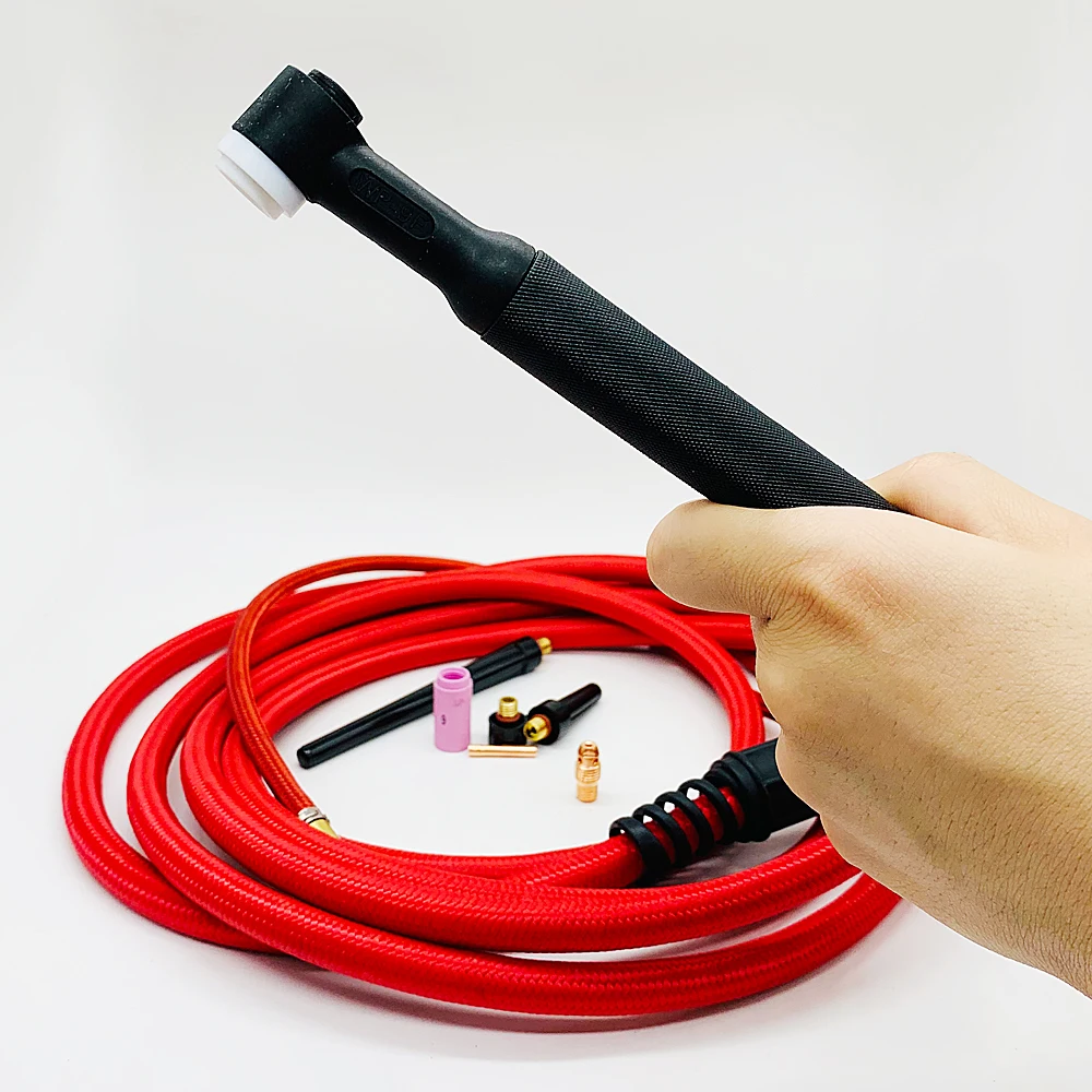 Pistola de Soldadura Tig Refrigerada a ar Trançada de Mangueira Super Macia Vermelha Tocha Tig Completa Conector de 4m Wp9 Wp9v Wp9fv Wp9f Conector 3550