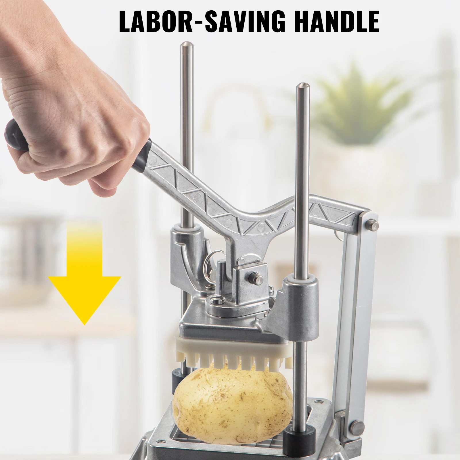 ماكينة تقطيع خضروات تجارية VEVOR مزودة بـ 4 شفرات من الفولاذ المقاوم للصدأ للاستخدام المنزلي جهاز تقطيع يدوي لتقطيع المطبخ