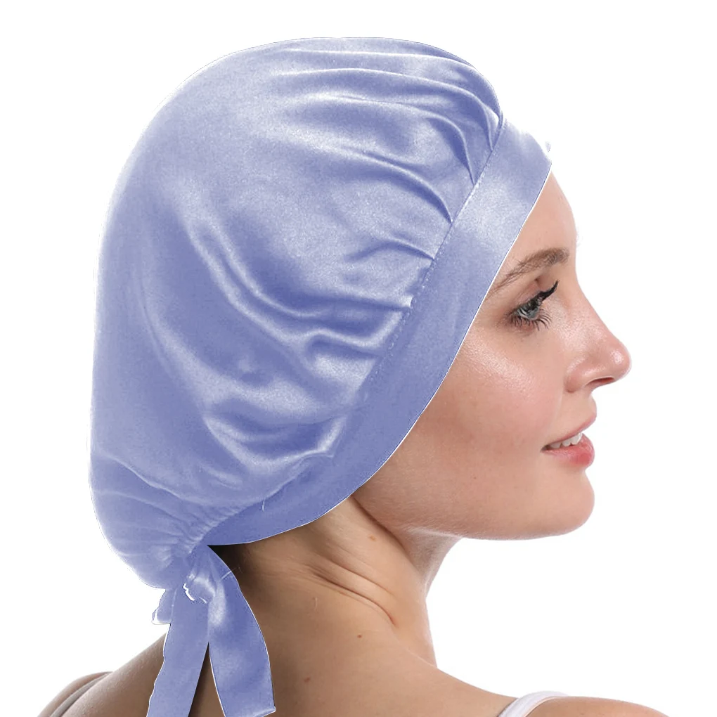 Mulberry Silk Nightcap Sleeping Cap Pure Silk Hair Wrap Adjustable Elastic Band Sleeping Beanie