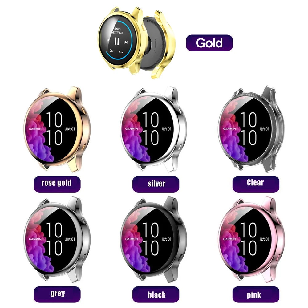 Funda protectora para reloj inteligente Garmin Venu, Protector de pantalla de cubierta completa de TPU galvanizado