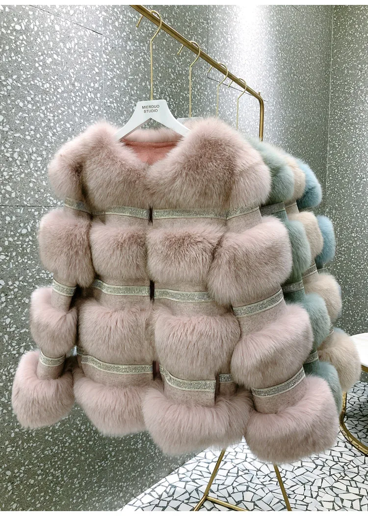 New 2020 Fashion Fur Coats plus size Real Fur Coats Women fox fur coat with sheep fur Outerwear & Coats free shipping