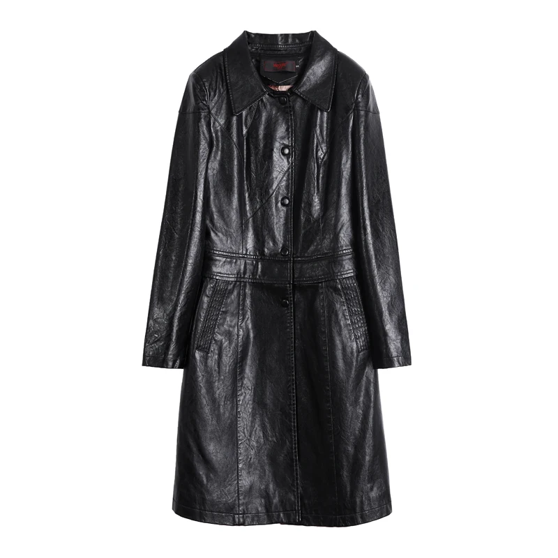 Spring New Women\'s Leather Jacket Female Mid-length Fashion Long And Short Two-wear Coat Korean Slim Ladies Sheepskin Jackets