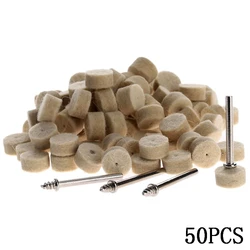 50Pcs/set 13mm Diameter Grinding Wool Polishing Pads Dremel Accessories Felt Buffing Wheel 3.2 mm Discs Shanks for Rotary Tool