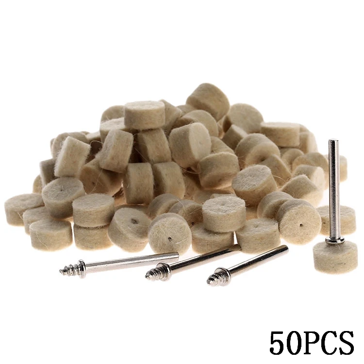 50 sztuk/zestaw 13mm średnica szlifowania wełny talerze polerskie akcesoria Dremel czuł tarcza polerska 3.2mm tarcze Shanks dla narzędzia obrotowego