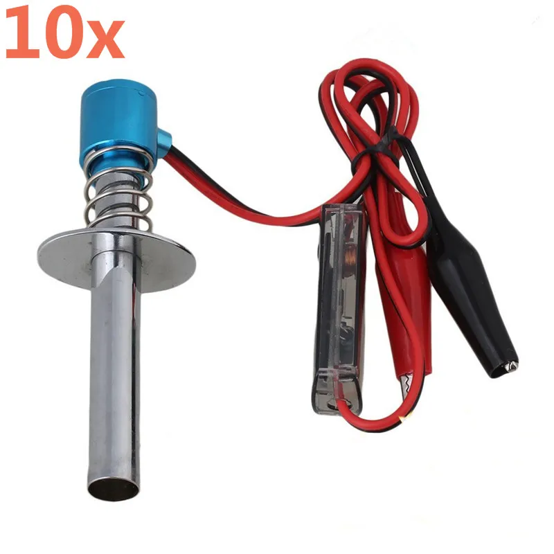 10Pcs HSP 80100 6-12V RC Nitro Glow Plug Igniter Upgraded Electronic for Nitro RC 1/10 Nitro Car Monster Truck Alligator Clip