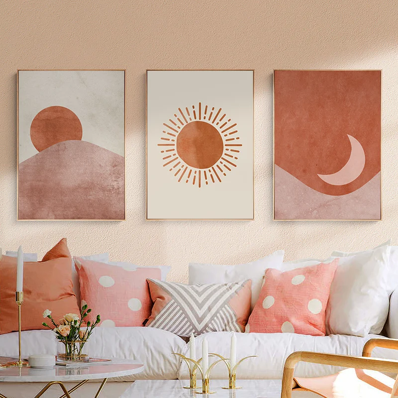 Morandi Poster The Sun And The Moon Canvas Painting Nordic Wall Art Poster Print For Livingroom Bedroom Wall Picture Home Decor