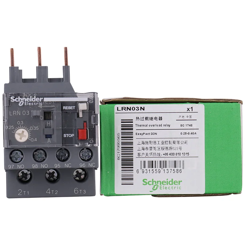 E type AC 3-pole thermal overload relay 0.25A-4A 50-60Hz one normally open and one normally closed LRN03N/06N/07N/08N