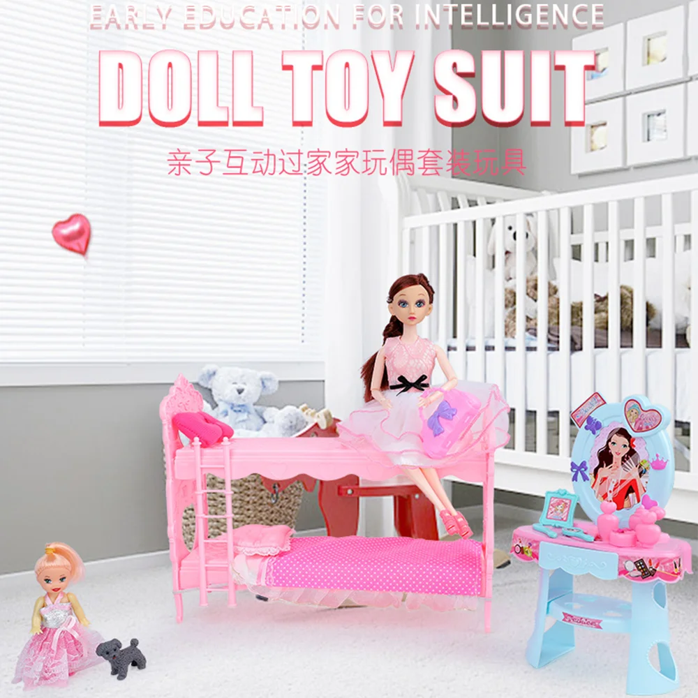 Doll Accessories Comb Bunk Bed Pillow Mattress Platform Dress Toy Bag Dollhouse Furniture Babie 30CM Girl Doll  HC0021