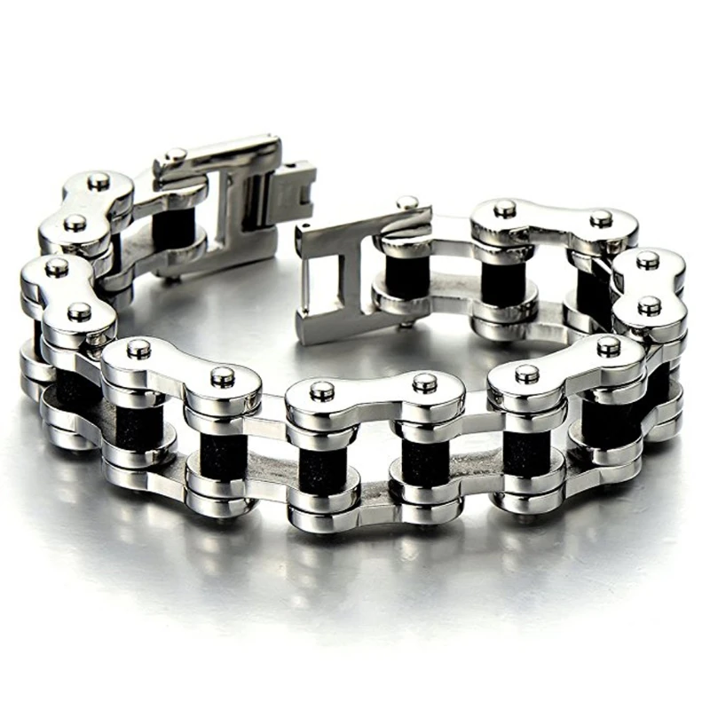 Cadena clásica de acero inoxidable para motociclista, pulsera de alta calidad para hombre, joyería