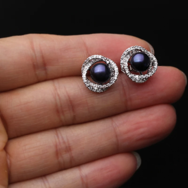 Original weißes Naturperlen-Halsketten- und Ohrring-Set für Damen, echtes 925er Sterlingsilber, Perlenohrring-Set, Geschenk für Frau, Mutter, Jahrestag – Detail 8