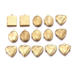 5Pcs Square Cross Book Heart Little Memory Locket Women's Jewelry Wholesale DIY Accessories Gift Necklace Earrings