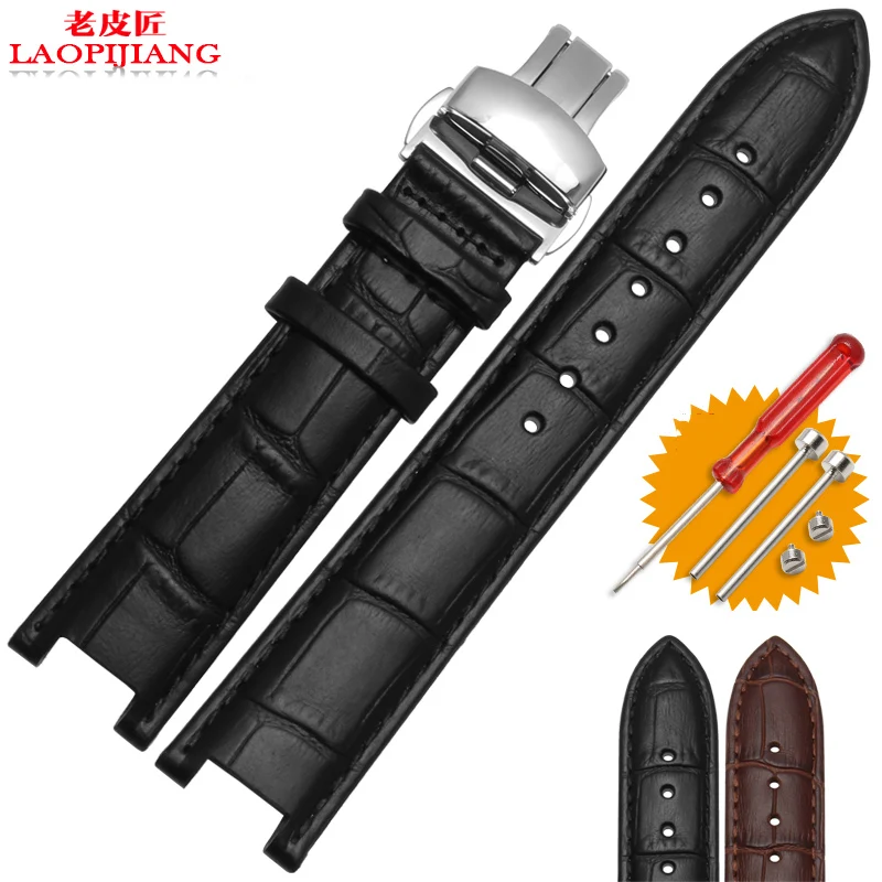 Notched genuine leather watchband for GC watch band 22*13mm 20*11mm quality genuine leather strap with Screws wristwatches band