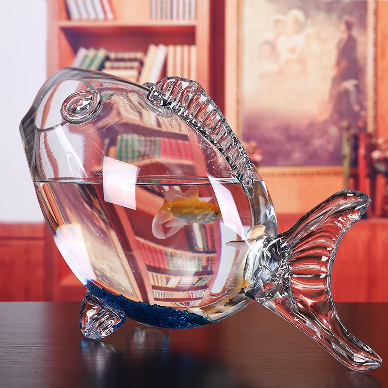 Imagem -04 - Tigela de Vidro em Forma de Peixe Transparente Claro Aquário Fish Tank Glass Home Living Room Decoração do Escritório Artesanato Ornamentos