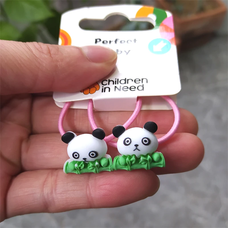 2PCS New Cute Panda Rabbit Cartoon Princess Headwear Kids Elastic Hair Bands Girls Accessories Children Ropes Baby Headdress