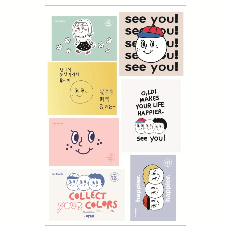 Ins Cartoon Big Face Cute Stickers Scrapbooking Repeatable Paste Waterproof Mobile Phones Tablet Decorative Sticker Stationery