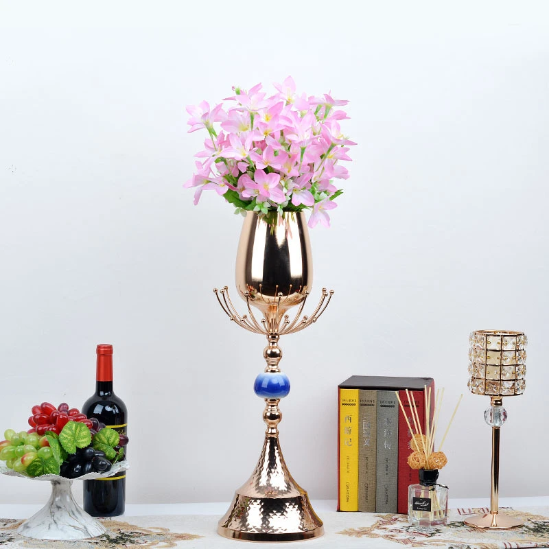 IMUWEN 10 PCS Gold Vase Wedding Table Centerpiece Event Road Lead Delicate Flower Vases For Home Party Decoration