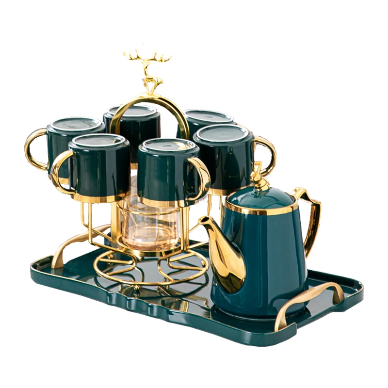 Coffee Cup Set, European Exquisite Coffee Cup and Saucer, Light Luxury Ceramic Cup Storage Rack, High-end Home Afternoon Tea Set