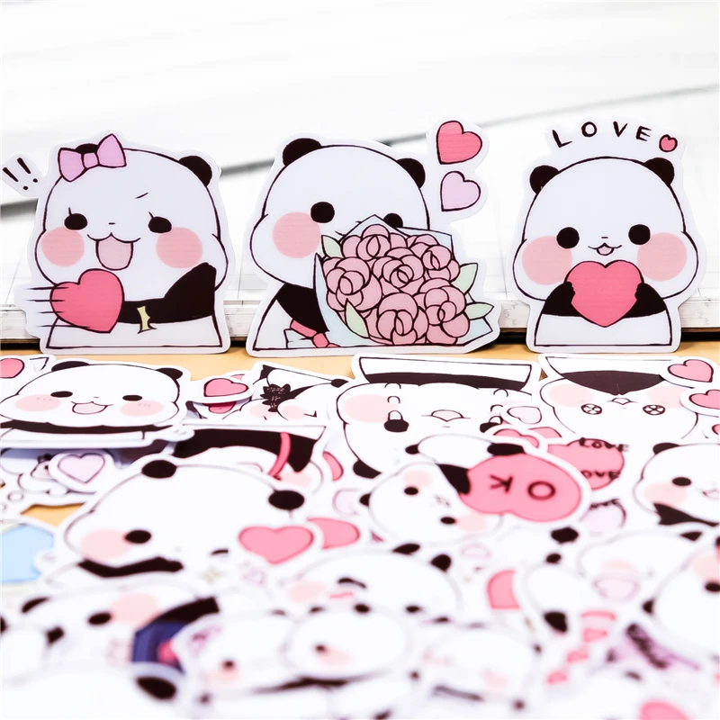 40PCS Creative Cute Little Panda Paper Sticker Decoration DIY Ablum Diary Scrapbooking Label Sticker Cute Stationery Decorative