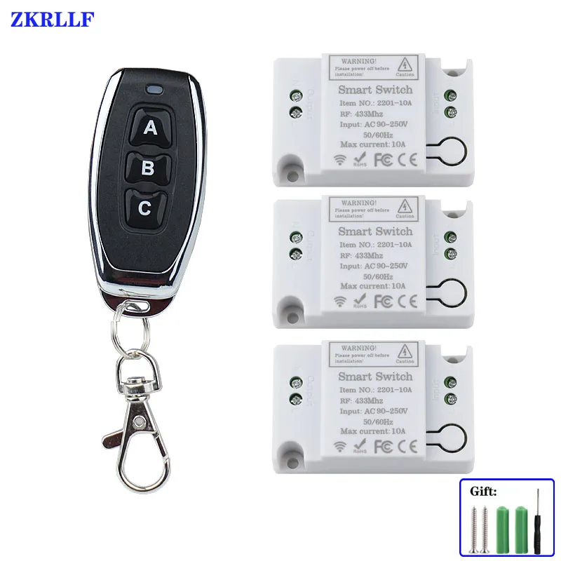 

433Mhz Lighting Remote Control Switch AC 220V 110V Receiver and Wireless Remote Control Transmitter for Led Bulb control On/Off