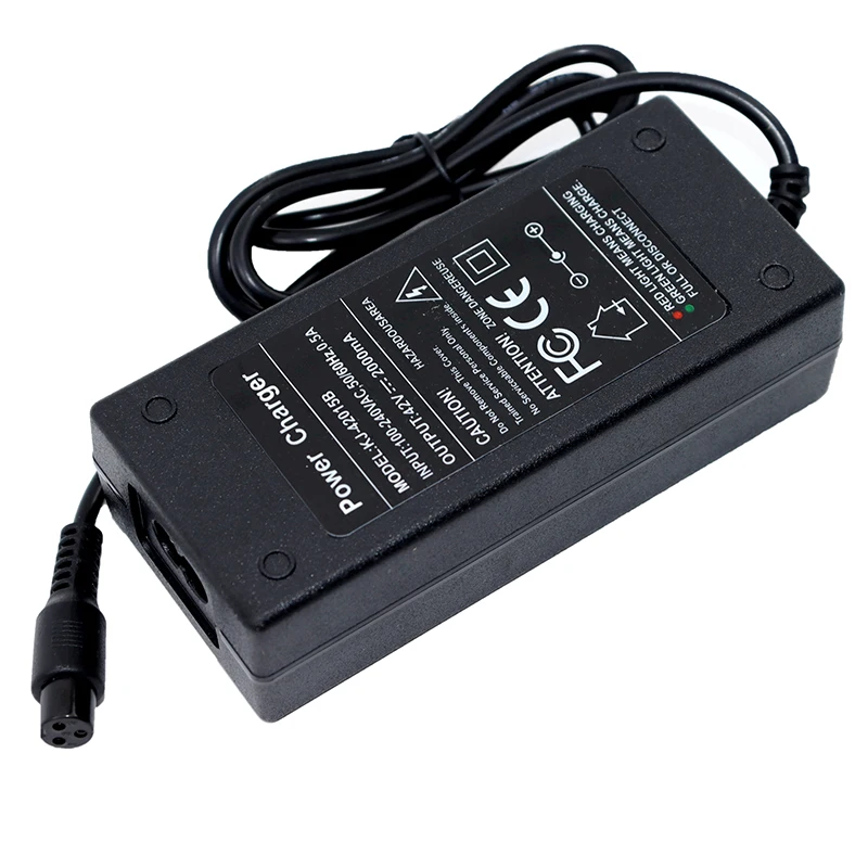 Cargador de batería de iones de litio, cargador de 36V, 2A, 10S, 42V, 2A, 18650, para AC 100V-240V, aviación, 9,0mm