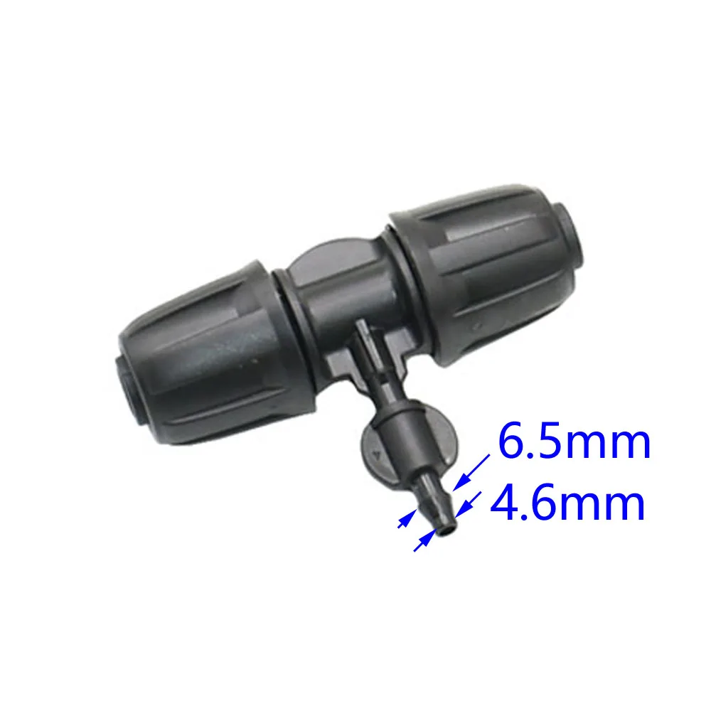 16mm PE Pipe Tee Elbow Repair End Plug Connectors 1/2 To 1/4 6MM Garden Water Drip Irrigation Hose Lock Nuts Coupler