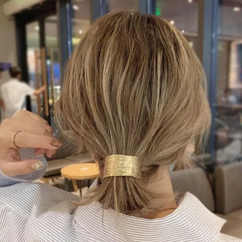Mode Metall Elastische Haarband Korea Haar Zubehör Für Mädchen Frauen Handgemachte Haar Krawatte Stirnband Haarband Ornamente