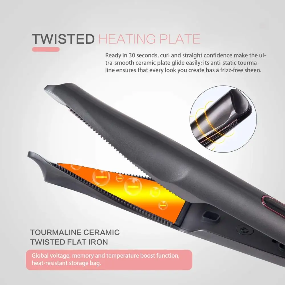 Professional Electric Straightening Iron Curling Iron Hair Curler 2 in 1 Hair Straightener Ceramic Twisted Flat Irons Styler