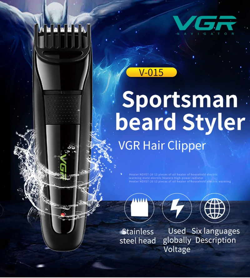 เครื่องแต่งเคราตัดผมชาย Vgr 015ที่ตัดขนมีสาย USB ชาร์จได้อุปกรณ์ลดเสียงรบกวนสำหรับ V015