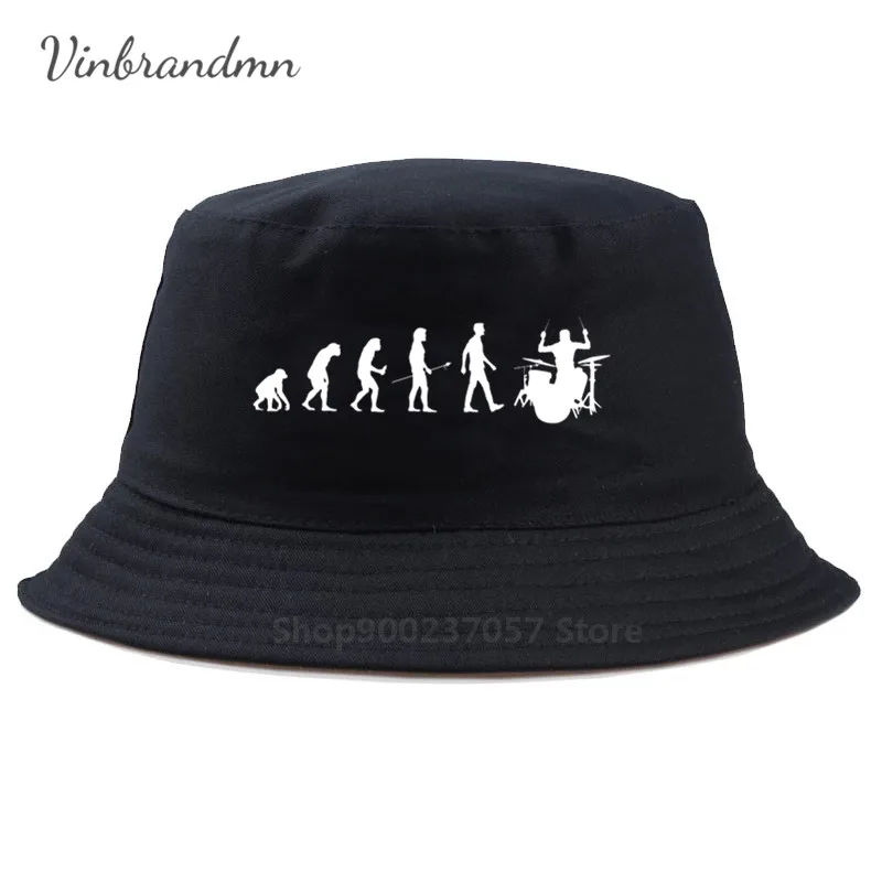 New Summer Bodybuilding Fitness Mens Drummer Evolution Panama Bucket Hat Funny Music humor Drums Fisherman Hat