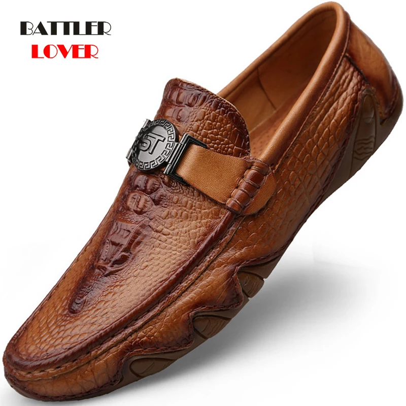 

Crocodile Skin Loafer Shoes for Men Genuine Leather Slip-on Moccasins Handmade Male Casual Shoes Drive Walk Luxury Leisure