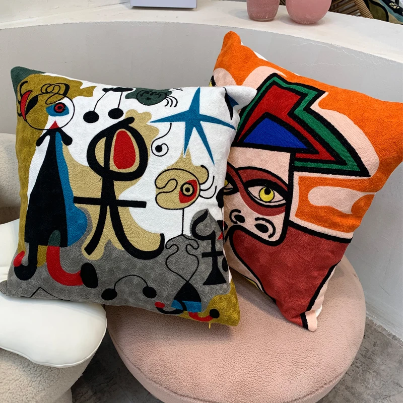 New Style Cushion Cover Picasso Embroidered Decorative Throw Pillowcases Abstract Decoration For Home Sofa Car