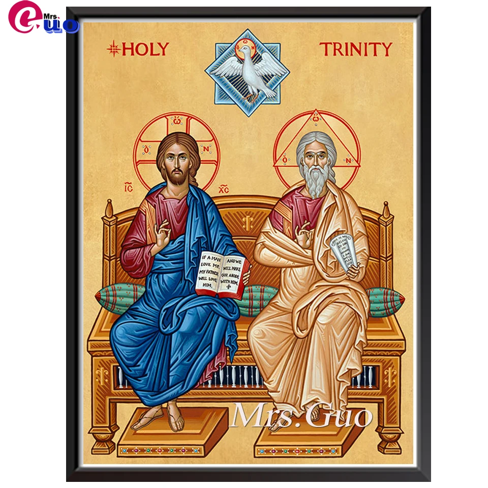 Diamond Painting Trinity icon Diamond Embroidery Holy Trinity Chart Orthodox Fathers Saints Icon Cross Stitch Sale Home Decor