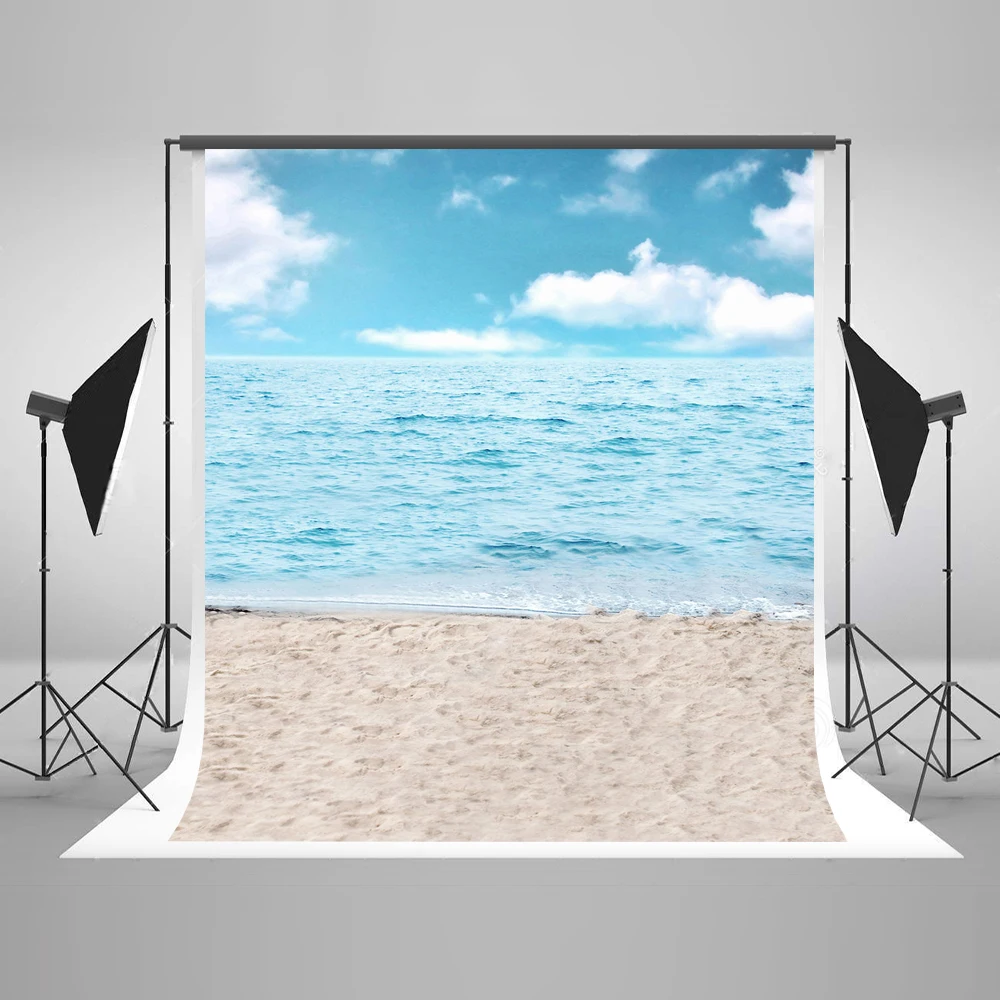 

VinylBDS 6.5x10ft Sea Beach Baby Photography Backdrop Background Children Background for Photo Studio