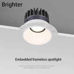 BRGT-foco LED empotrado sin marco, 7W COB de lámpara de techo, 85-265V, empotrado de aluminio, iluminación interior