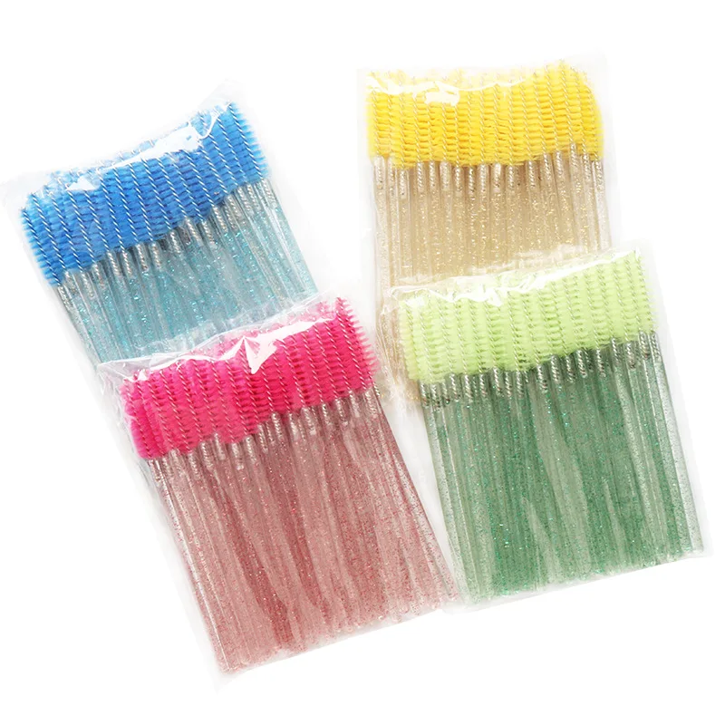 NEW 200/500 pcs Disposable Nylon Mascara Wand Applicator Crystal Handle Eyelash Brush For Eyelash Extension Makeup Tools