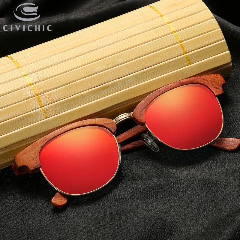 Chic Wood Sunglasses Women Polarized Glasses Men UV400 Mirror Driving Eyeglasses Hipster Oculos Bamboo Gafas De Sol Mujer KD041