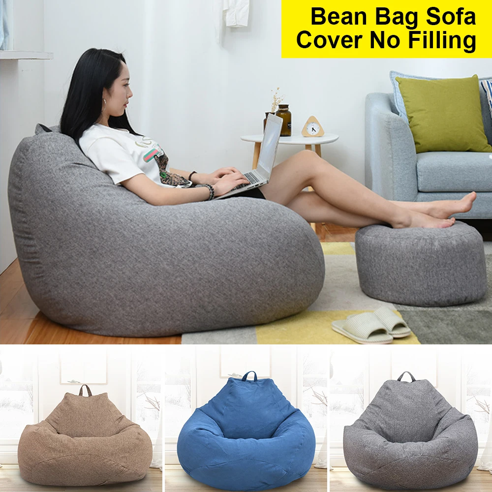 Large Lazy Sofas Cover Chairs Without Filler Adults Bean Bag Chair Couch Living Room Bedroom Home Tatami Lounger Seat